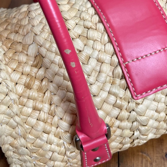 Ann Taylor corn husk basket purse tan and pink - Picture 9 of 10